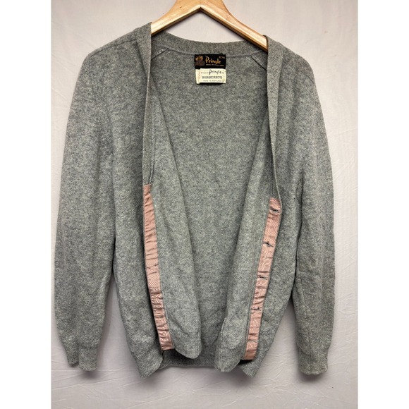 Pringle For Burberrys Cardigan Sweater Mens Gray V-Neck Long Sleeve Outdoor